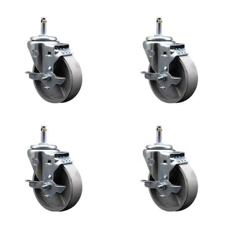 Service Caster Semi Steel Swvl Grip Ring Caster Set 4 w/3''Wheel&7/16''Stem-4 Swvl w/Top Lck BRK, 4PK SCC-GR20S415-SSR-TLB-716138-4